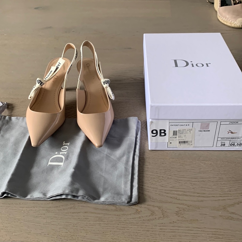 Dior patent slingback heels